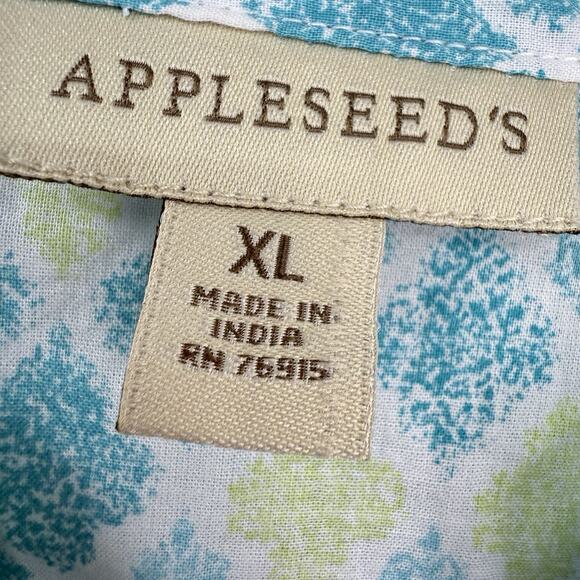 Appleseed's XL Blue Medallion Print Split Neck Tunic 3/4 Sleeve Resort - Picture 6 of 8